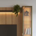 Estante para TV até 75 Polegadas com 2 Cristaleiras Vidro Reflecta 100% MDF com Led Neon Float 254cm - Província - Rack com painel