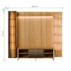 Estante para TV até 75 Polegadas com Prateleiras e Cristaleira Vidro Reflecta 100% MDF com Led Lincoln Float 254cm - Província - Rack com painel