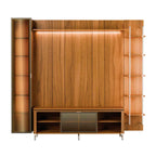 Estante para TV até 75 Polegadas com Prateleiras e Cristaleira Vidro Reflecta 100% MDF com Led Lincoln Float 254cm - Província - Rack com painel