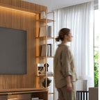 Estante para TV até 75 Polegadas com Prateleiras e Cristaleira Vidro Reflecta 100% MDF com Led Lincoln Float 254cm - Província - Rack com painel