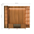 Estante para TV até 75 Polegadas com Prateleiras e Cristaleira Vidro Reflecta 100% MDF com Led Neon Float 254cm - Província - Rack com painel