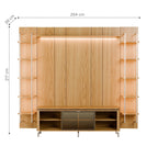 Estante para TV até 75 Polegadas Vidro Reflecta com Prateleiras 100% MDF com Led Lincoln Float 254cm - Província - Rack com painel