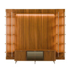 Estante para TV até 75 Polegadas Vidro Reflecta com Prateleiras 100% MDF com Led Neon Float 254cm - Província - Rack com painel