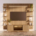 Estante para TV até 75 Polegadas Vidro Reflecta com Prateleiras 100% MDF com Led Neon Float 254cm - Província - Rack com painel