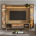 Estante para TV até 85 Polegadas com 2 Cristaleiras Vidro Reflecta 100% MDF com Led Lincoln Float 291cm - Província - Rack com painel