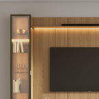 Estante para TV até 85 Polegadas com 2 Cristaleiras Vidro Reflecta 100% MDF com Led Lincoln Float 291cm - Província - Rack com painel