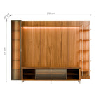 Estante para TV até 85 Polegadas com Prateleiras e Cristaleira Vidro Reflecta 100% MDF com Led Lincoln Float 291cm - Província - Rack com painel