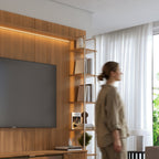 Estante para TV até 85 Polegadas com Prateleiras e Cristaleira Vidro Reflecta 100% MDF com Led Neon Float 291cm - Província - Rack com painel