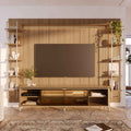 Estante para TV até 85 Polegadas Vidro Reflecta com Prateleiras 100% MDF com Led Lincoln Float 291cm - Província - Rack com painel