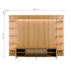 Estante para TV até 85 Polegadas Vidro Reflecta com Prateleiras 100% MDF com Led Lincoln Float 291cm - Província - Rack com painel