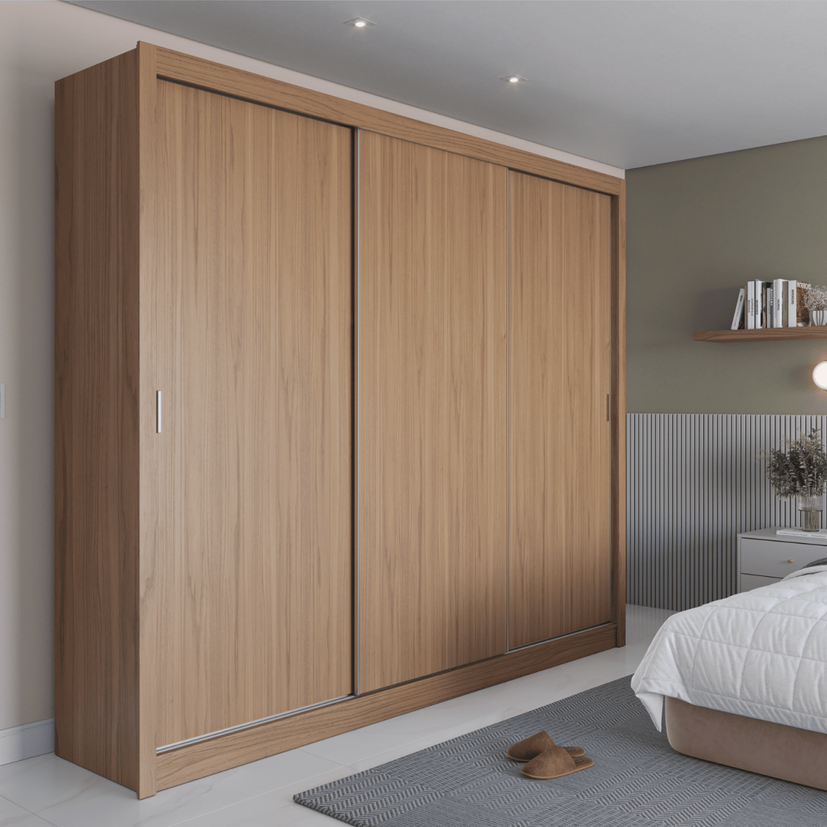 Guarda - Roupa 100% MDF Montclair 3 portas de correr com gavetas Ele/Ela - 275 cm - Província - Guarda - roupas