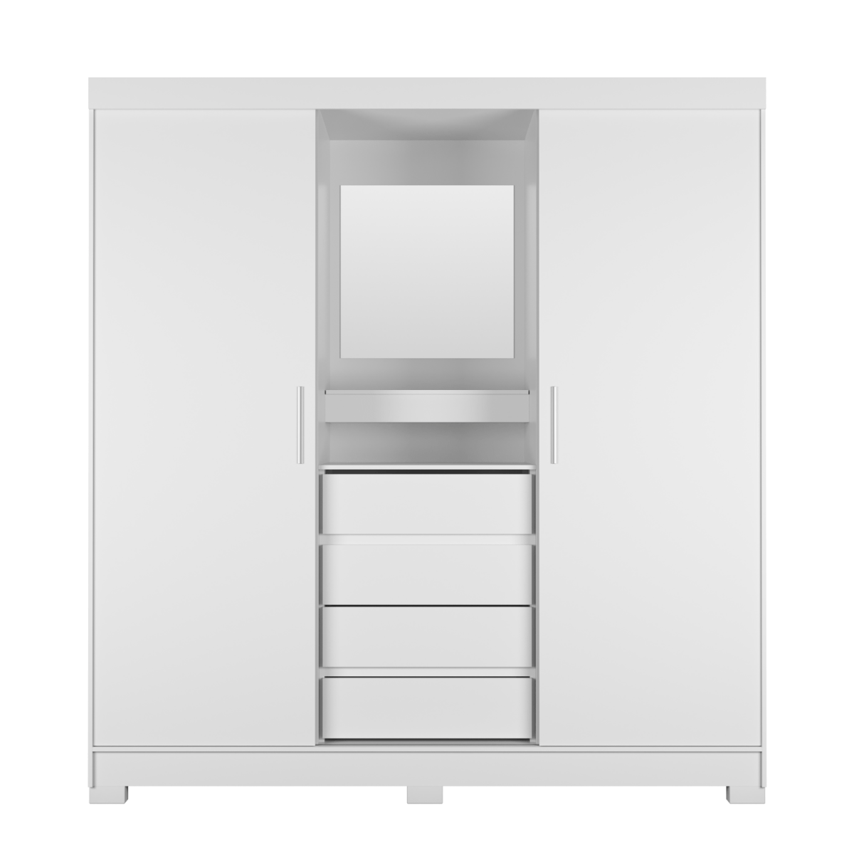 Guarda - Roupa 2 Portas de Correr c/ Espelho Italo 184cm Branco - Província - Guarda - roupas