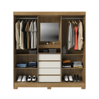 Guarda - Roupa 2 Portas de Correr c/ Espelho Italo 184cm Carvalho Off White - Província - Guarda - roupas