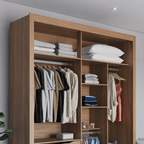 Guarda - Roupa Casal 2 Portas de Correr 4 Gavetas Montclair 186cm Canella com Off - White Fosco - Província - Guarda - roupas