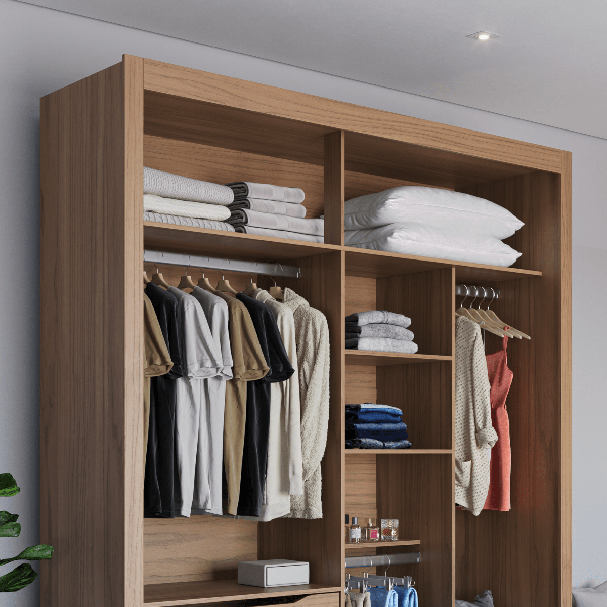 Guarda - Roupa Casal 2 Portas de Correr 4 Gavetas Montclair 186cm Canella com Off - White Fosco - Província - Guarda - roupas