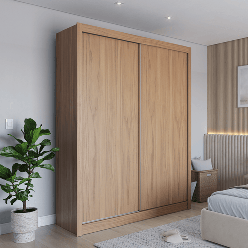 Guarda - Roupa Casal 2 Portas de Correr 4 Gavetas Montclair 186cm Canella com Off - White Fosco - Província - Guarda - roupas