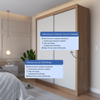 Guarda - Roupa Casal 2 Portas de Correr 4 Gavetas Montclair 186cm Canella com Off - White Fosco - Província - Guarda - roupas