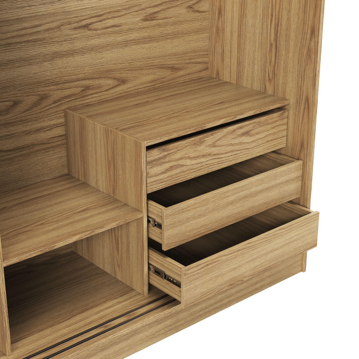 Guarda Roupa Casal 2 Portas de Correr c/ Espelho Gavino 238cm Carvalho - Província - Guarda - roupas