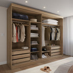 Guarda Roupa Casal 2 Portas de Correr c/ Espelho Gavino 238cm Carvalho - Província - Guarda - roupas