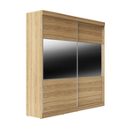 Guarda Roupa Casal 2 Portas de Correr c/ Espelho Gavino 238cm Carvalho - Província - Guarda - roupas