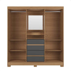 Guarda - Roupa Casal 2 Portas de Correr c/ Espelho Italo Carvalho com Grafite - Província - Guarda - roupas