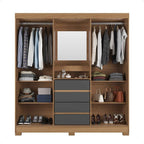 Guarda - Roupa Casal 2 Portas de Correr c/ Espelho Italo Carvalho com Grafite - Província - Guarda - roupas