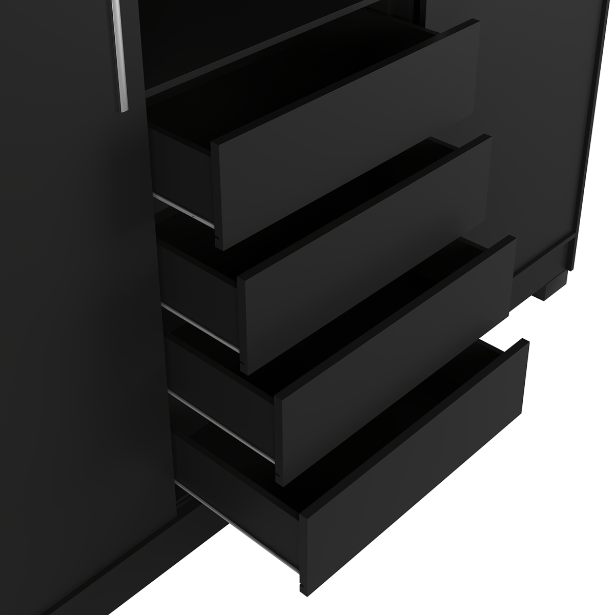 Guarda - Roupa Casal 2 Portas de Correr c/ Espelho Italo Preto - Província - Guarda - roupas