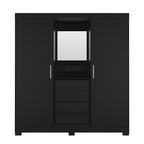 Guarda - Roupa Casal 2 Portas de Correr c/ Espelho Italo Preto - Província - Guarda - roupas