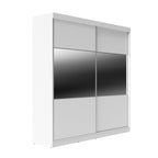 Guarda Roupa Casal 2 Portas de Correr com Espelho Gavino 238cm Branco - Província - Guarda - roupas