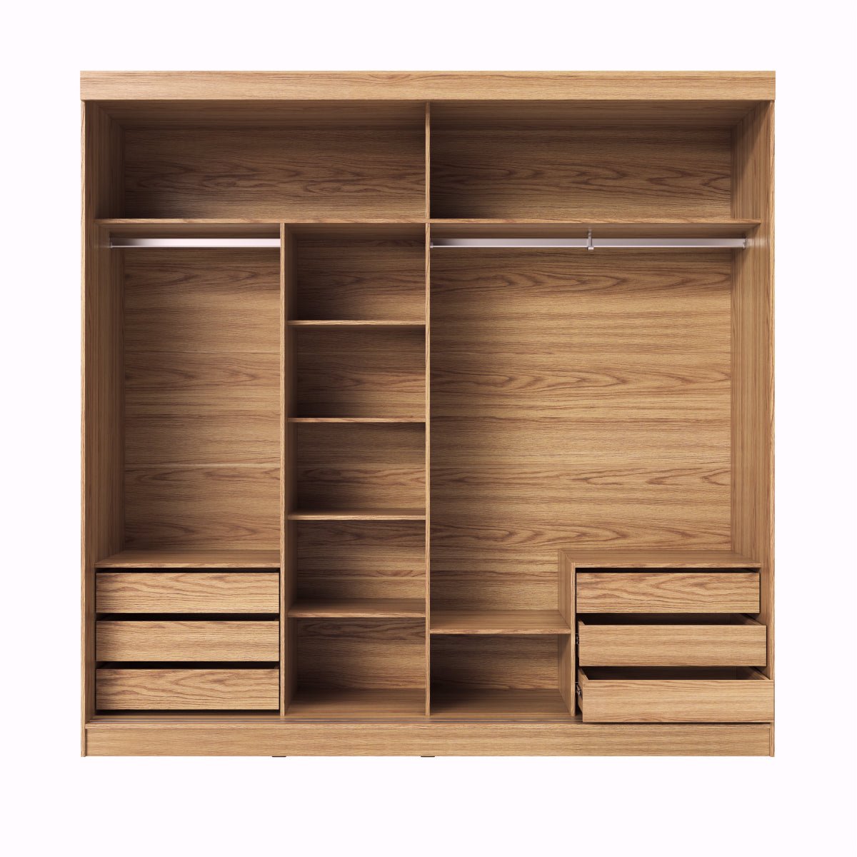 Guarda Roupa Casal 2 Portas de Correr com Espelho Gavino 238cm Carvalho - Província - Guarda - roupas