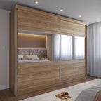 Guarda Roupa Casal 2 Portas de Correr com Espelho Gavino 238cm Carvalho - Província - Guarda - roupas