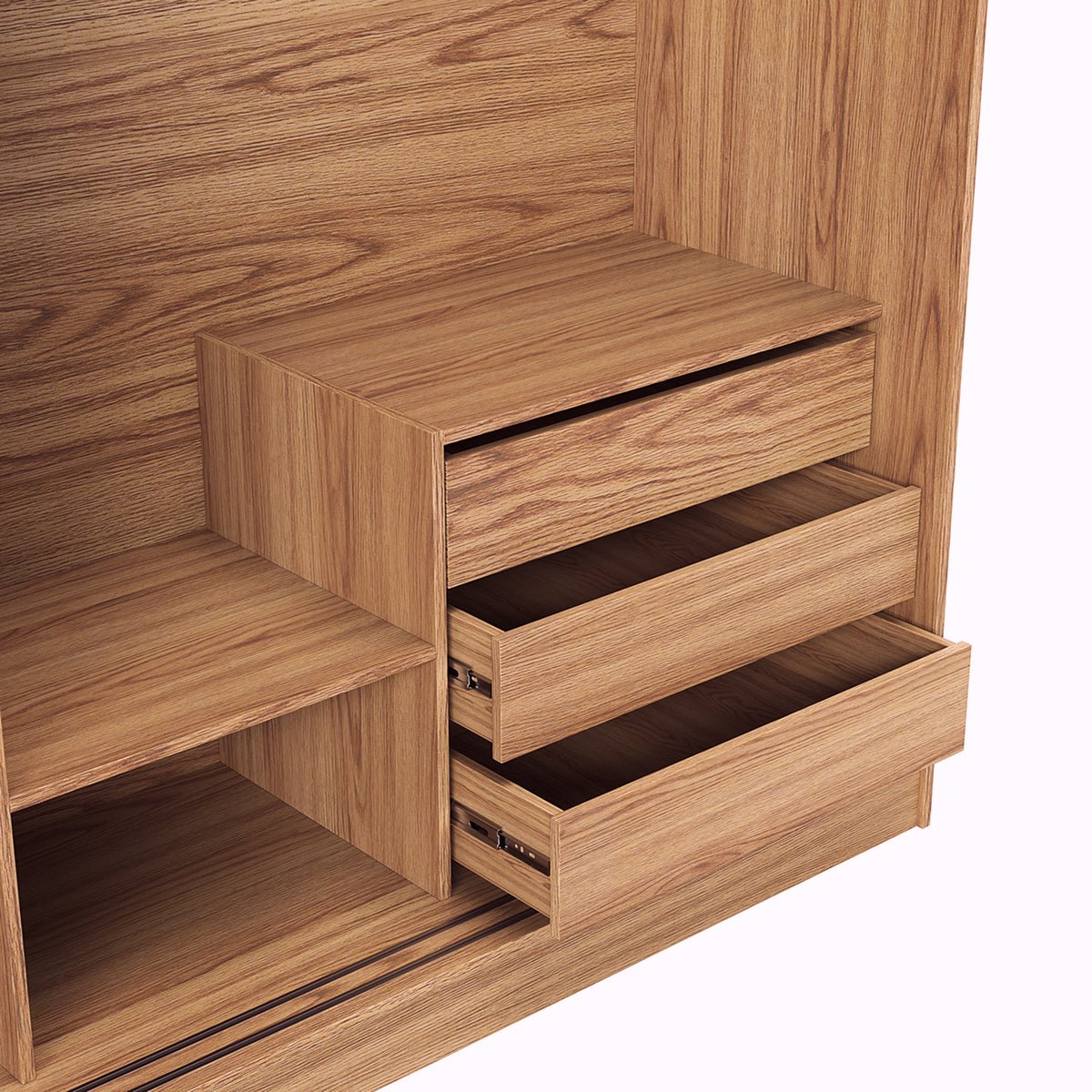 Guarda Roupa Casal 2 Portas de Correr com Espelho Gavino 238cm Carvalho - Província - Guarda - roupas