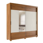 Guarda Roupa Casal 2 Portas de Correr com Espelho Soho 238cm Canella com Off White Fosco
