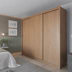 Guarda - Roupa Casal 3 Portas de Correr 6 Gavetas Montclair 275cm Canella com Off - White Fosco - Província - Guarda - roupas