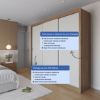 Guarda - Roupa Casal 3 Portas de Correr 6 Gavetas Montclair 275cm Canella com Off - White Fosco - Província - Guarda - roupas