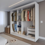 Guarda Roupa Casal 3 Portas de Correr c/ Espelho Vittorio 172cm Branco - Província - Guarda - roupas