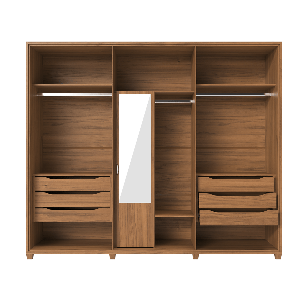 Guarda - Roupa Casal 6 portas 100% MDF com Espelho Interno Rockford 274cm Canella c/ Off White - Província - Guarda - roupas