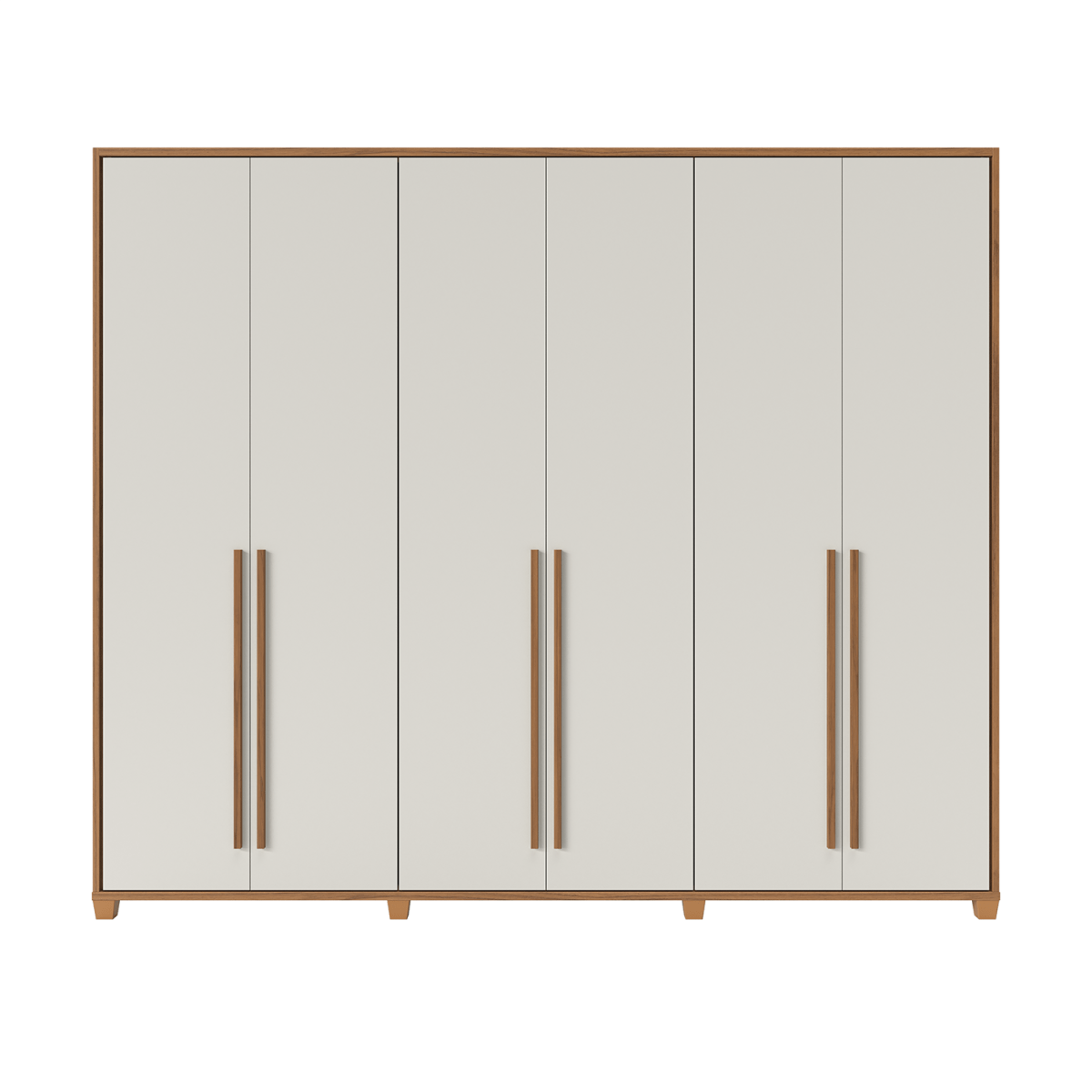 Guarda - Roupa Casal 6 portas 100% MDF com Espelho Interno Rockford 274cm Canella c/ Off White - Província - Guarda - roupas