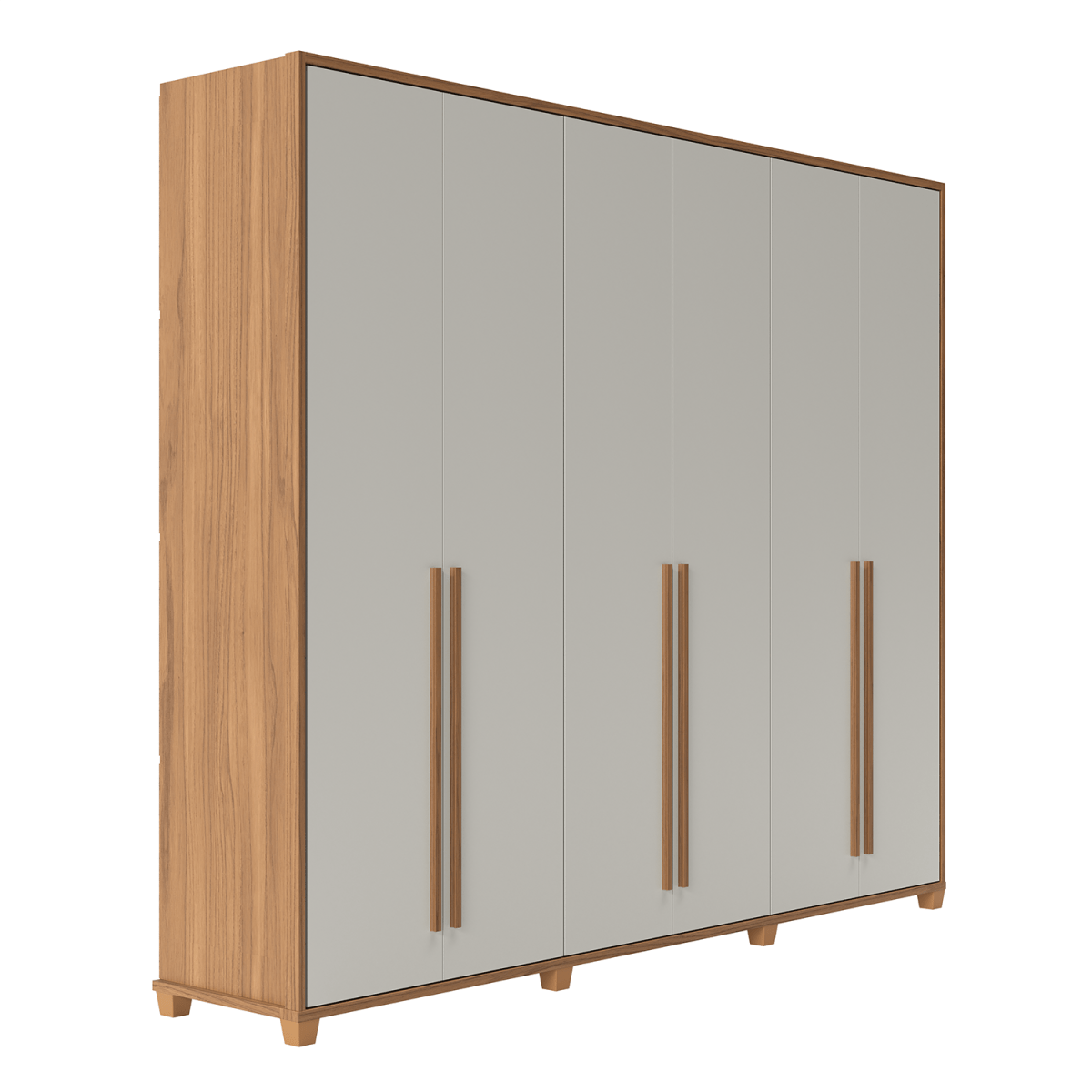 Guarda - Roupa Casal 6 portas 100% MDF com Espelho Interno Rockford 274cm Canella c/ Off White - Província - Guarda - roupas