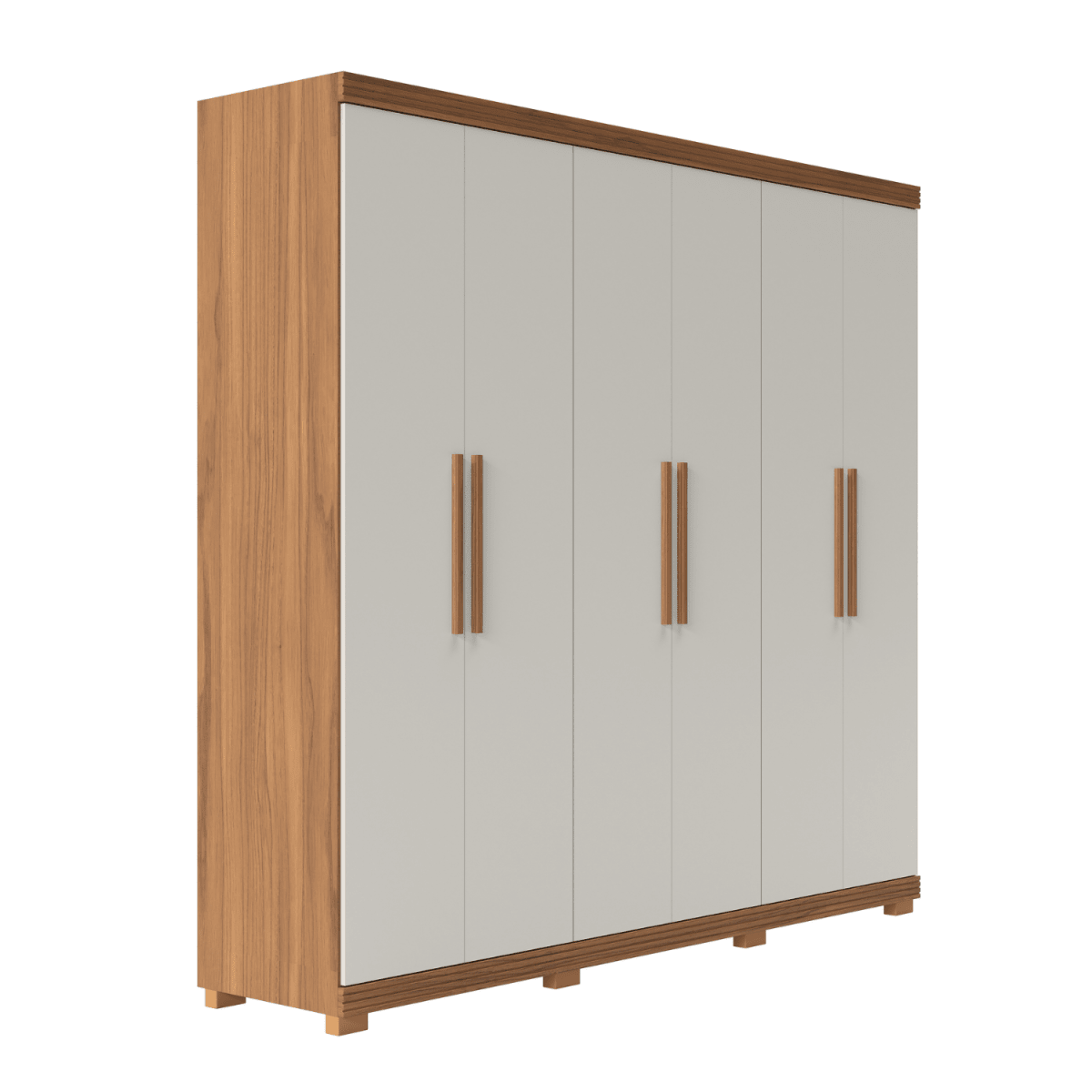 Guarda - Roupa Casal 6 Portas 3 Gavetas 100% MDF Memphis 246cm Canella com Off - White Fosco - Província - Guarda - roupas