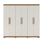 Guarda - Roupa Casal 6 Portas 3 Gavetas 100% MDF Memphis 246cm Canella com Off - White Fosco - Província - Guarda - roupas