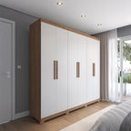 Guarda - Roupa Casal 6 Portas 3 Gavetas 100% MDF Memphis 246cm Canella com Off - White Fosco - Província - Guarda - roupas