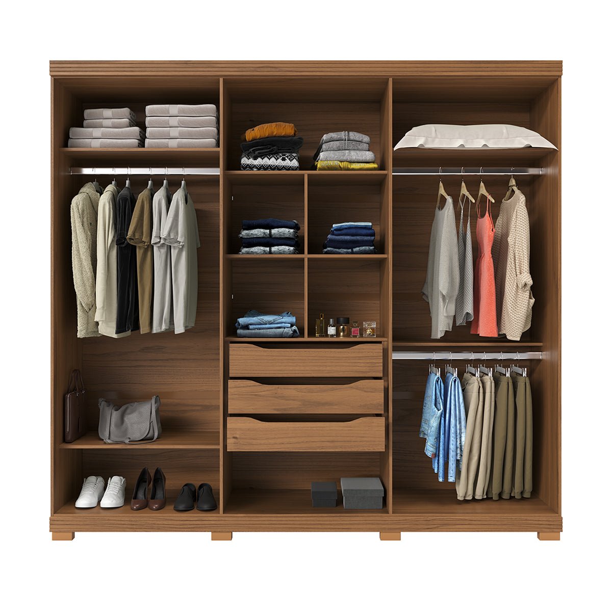 Guarda Roupa Casal 6 Portas 3 Gavetas 100% MDF Memphis 246cm Canella com Off - White Fosco - Província - Guarda - roupas