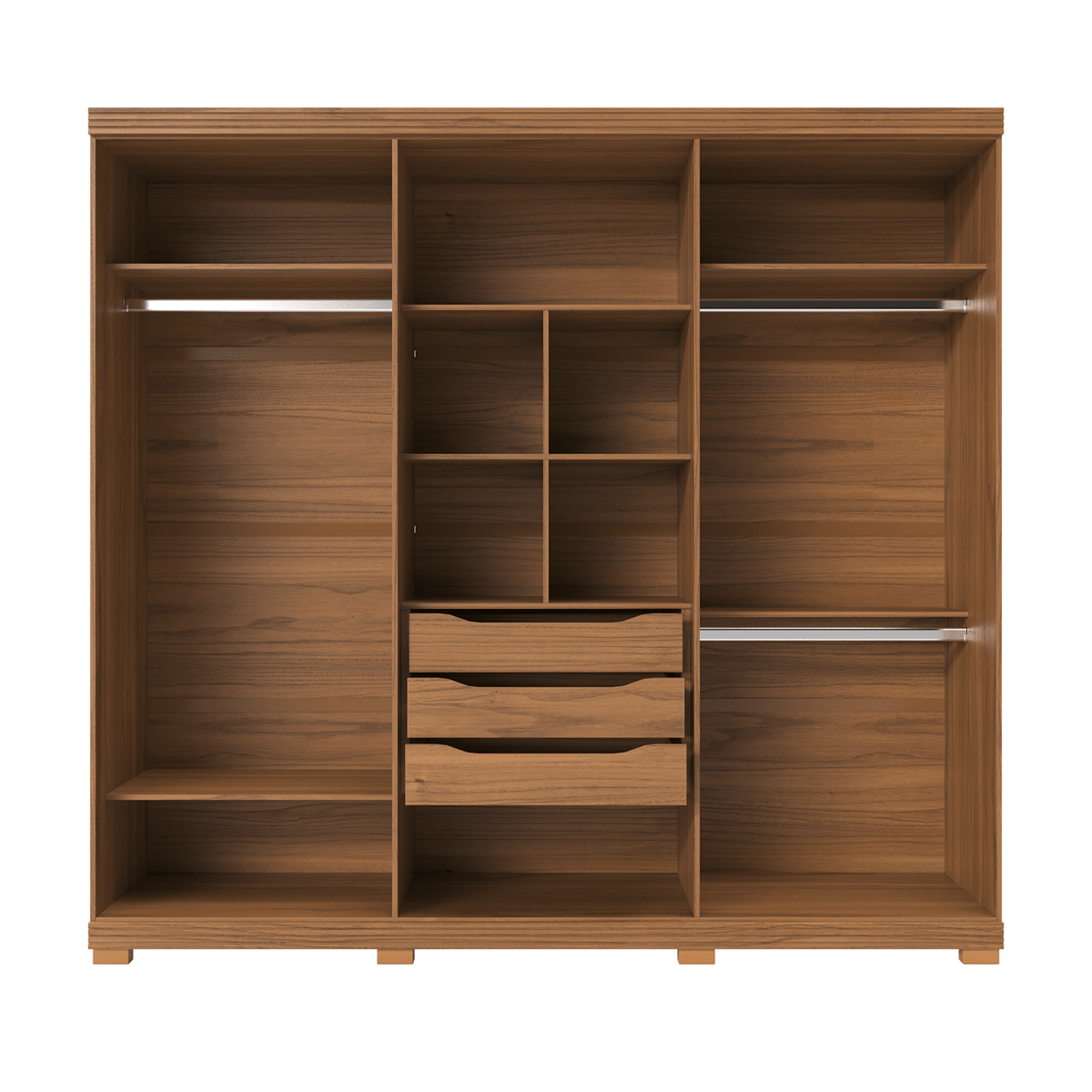 Guarda - Roupa Casal 6 Portas 3 Gavetas 100% MDF Memphis 246cm Canella - Província - Guarda - roupas