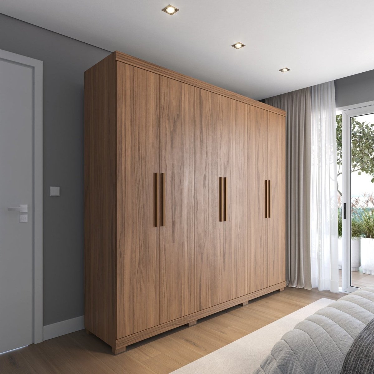 Guarda - Roupa Casal 6 Portas 3 Gavetas 100% MDF Memphis 246cm Canella - Província - Guarda - roupas