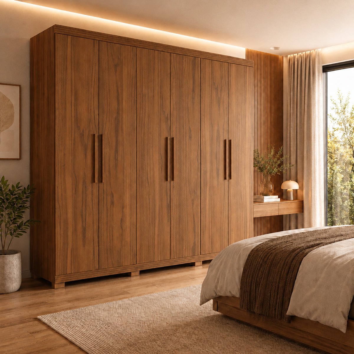 Guarda Roupa Casal 6 Portas 3 Gavetas 100% MDF Memphis 246cm Canella - Província - Guarda - roupas