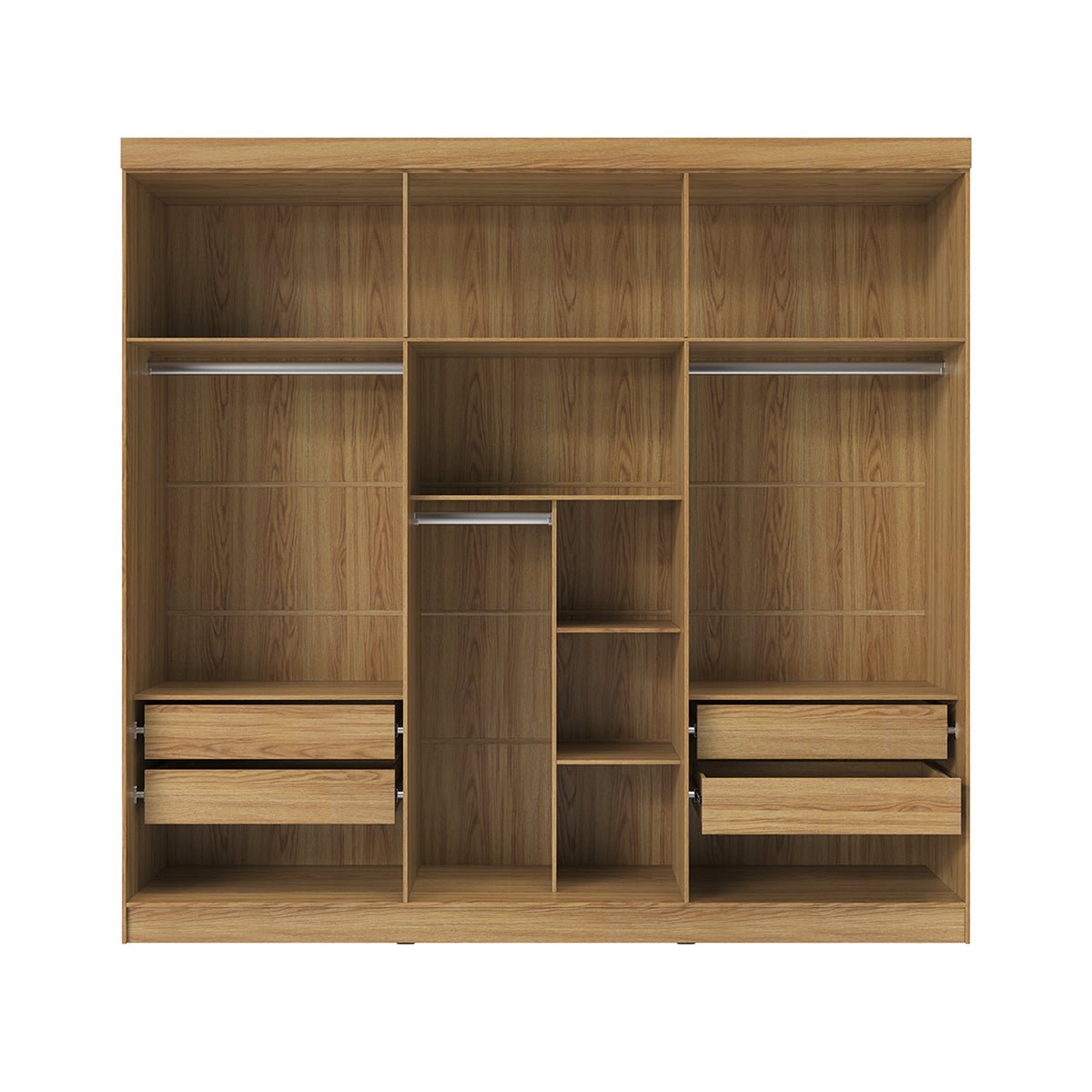 Guarda Roupa Casal 6 Portas 4 Gavetas Lazzaro 231cm Carvalho - Província - Guarda - roupas