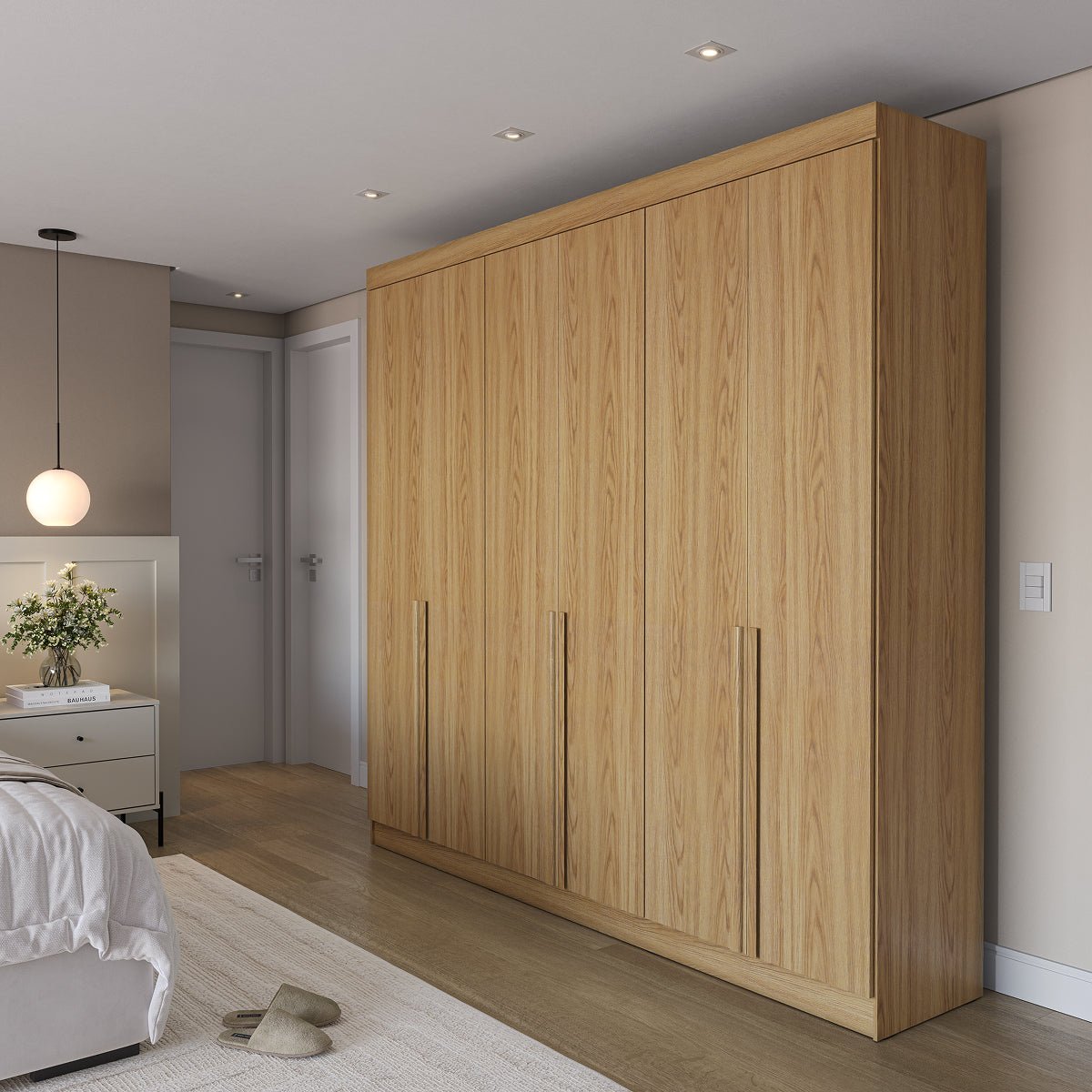 Guarda Roupa Casal 6 Portas 4 Gavetas Lazzaro 231cm Carvalho - Província - Guarda - roupas