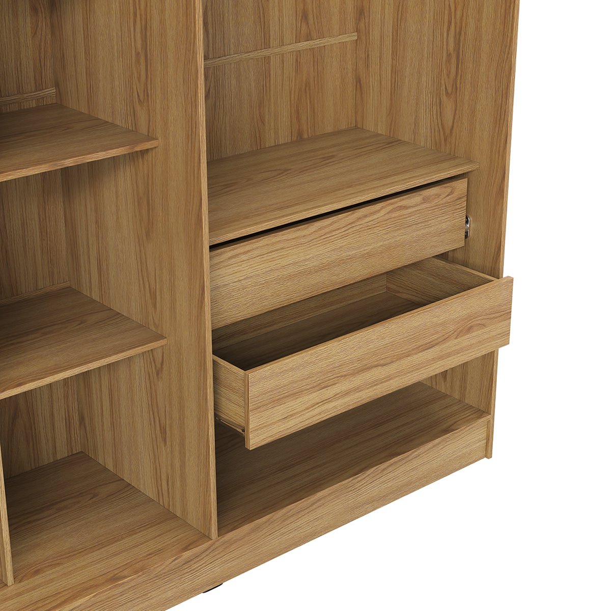 Guarda Roupa Casal 6 Portas 4 Gavetas Lazzaro 231cm Carvalho - Província - Guarda - roupas