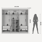 Guarda - Roupa Casal 6 Portas 4 Gavetas Lazzaro 231cm Preto - Província - Guarda - roupas